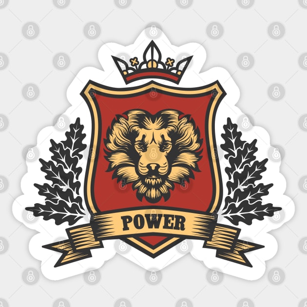 Coat of Arms with Lion Head Sticker by devaleta